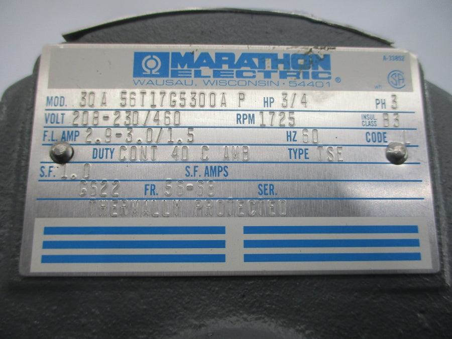MARATHON ELECTRIC 56T17G5300AP 208-230/460V 2.9-3.0/1.5A NSNP