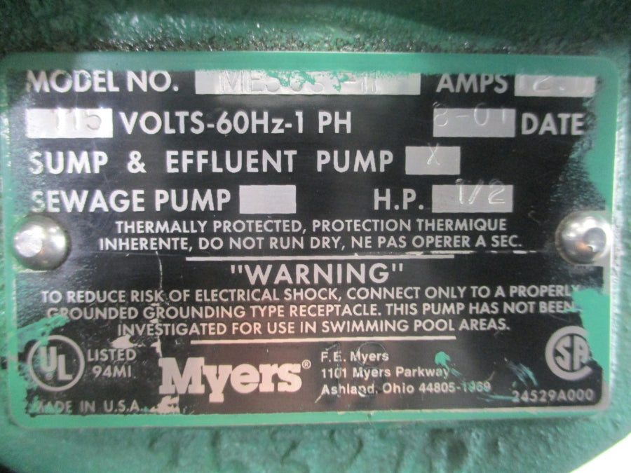 MYERS ME50S-11 115V 12.0A NSNP
