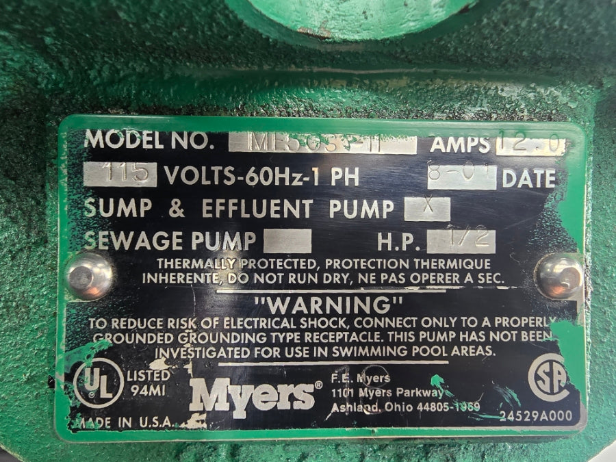 MYERS ME50S-11 115V 12.0A NSNP