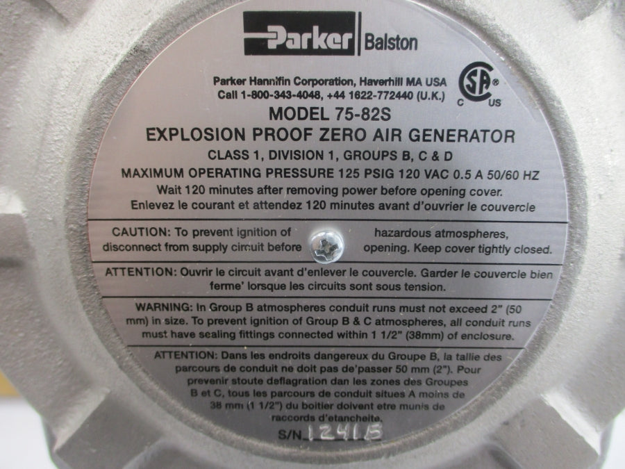 PARKER 75-82S PIKFZ9C0 120VAC 0.5A 125PSI NSMP