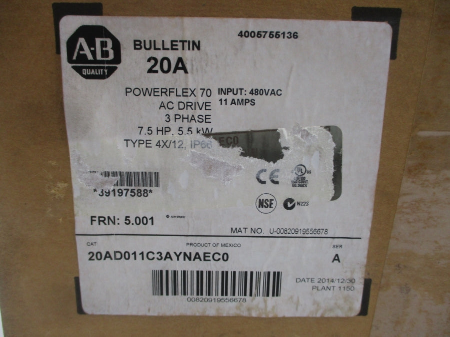INDUSTRIAL SPARE PART 20AD011C3AYNAEC0 SER. A F/W 5.001 480VAC 11A NSMP