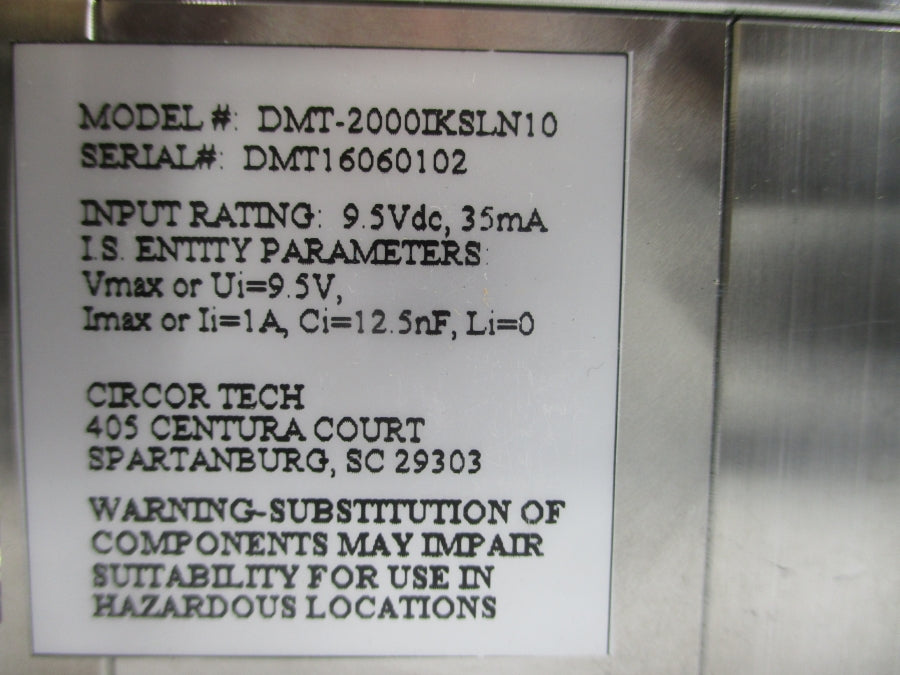 CIRCORTECH DMT-2000IKSLN10 9.5VDC 1A NSMP