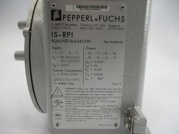 PEPPERL+FUCHS RSA6-PSD-EX4.34.CON 39056 85-250VAC 0.9-0.35A UNMP