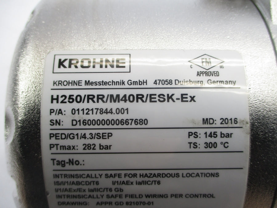 KROHNE 011217844.001 H250/RR/M40R/ESK-EX 30V 100.0PSI NSNP
