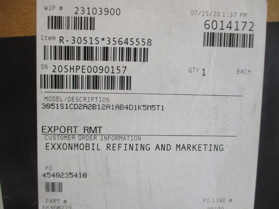ROSEMOUNT 3051S1CD2A2B12A1AB4D1K5M5T1 10.5-30VDC 2500PSI NSMP