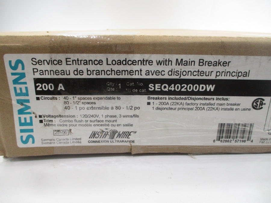 SIEMENS SEQ40200DW 120/240V 200A (AS PICTURED) NSMP