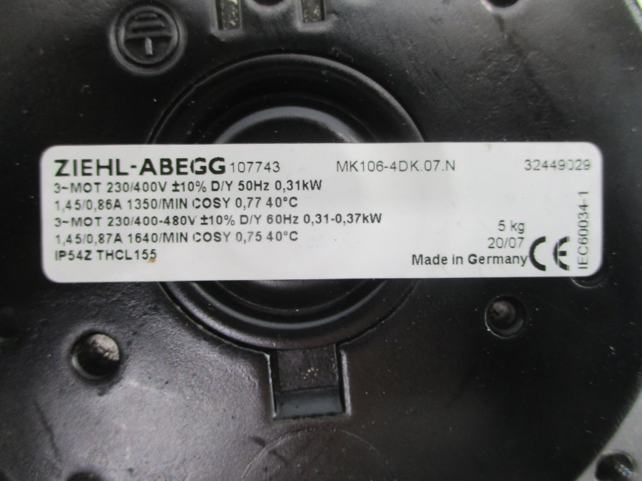 ZIEHL-ABEGG MK106-4DK.07.N 230/400-480V 1.45/0.87A NSNP