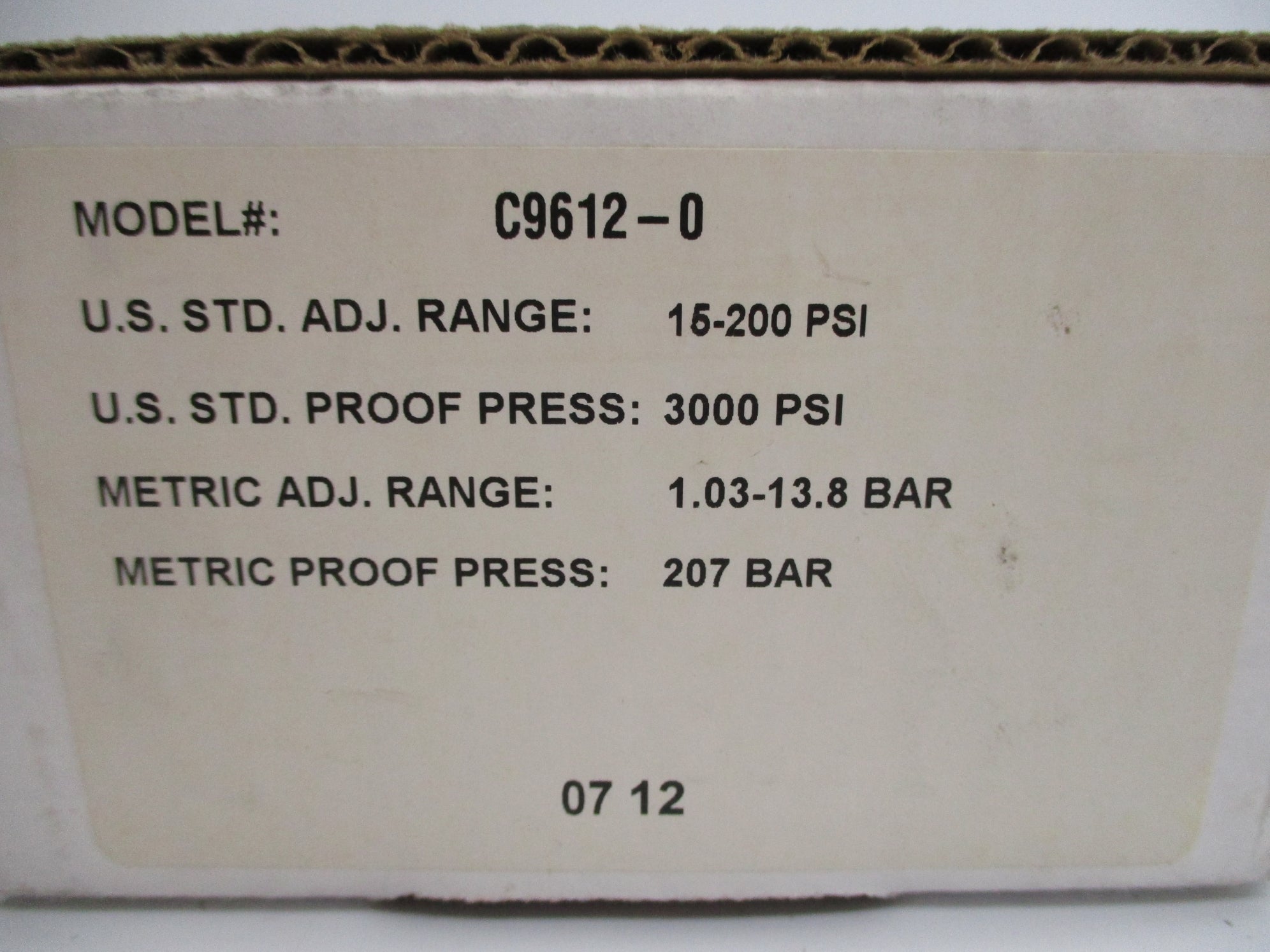 BARKSDALE C9612-0 3000PSI NSMP