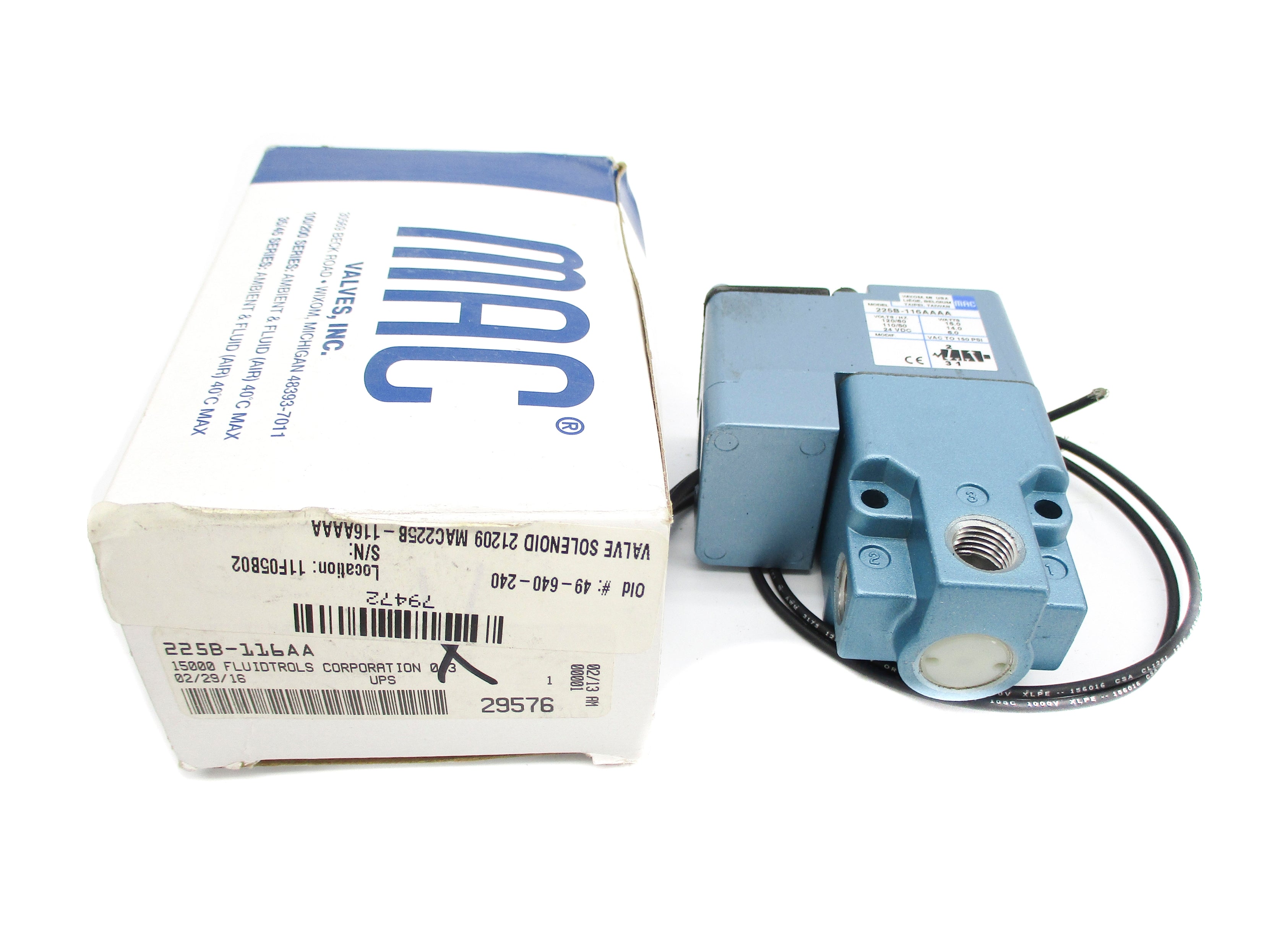 MAC 225B-116AAAA 110/120V 150PSI NSMP