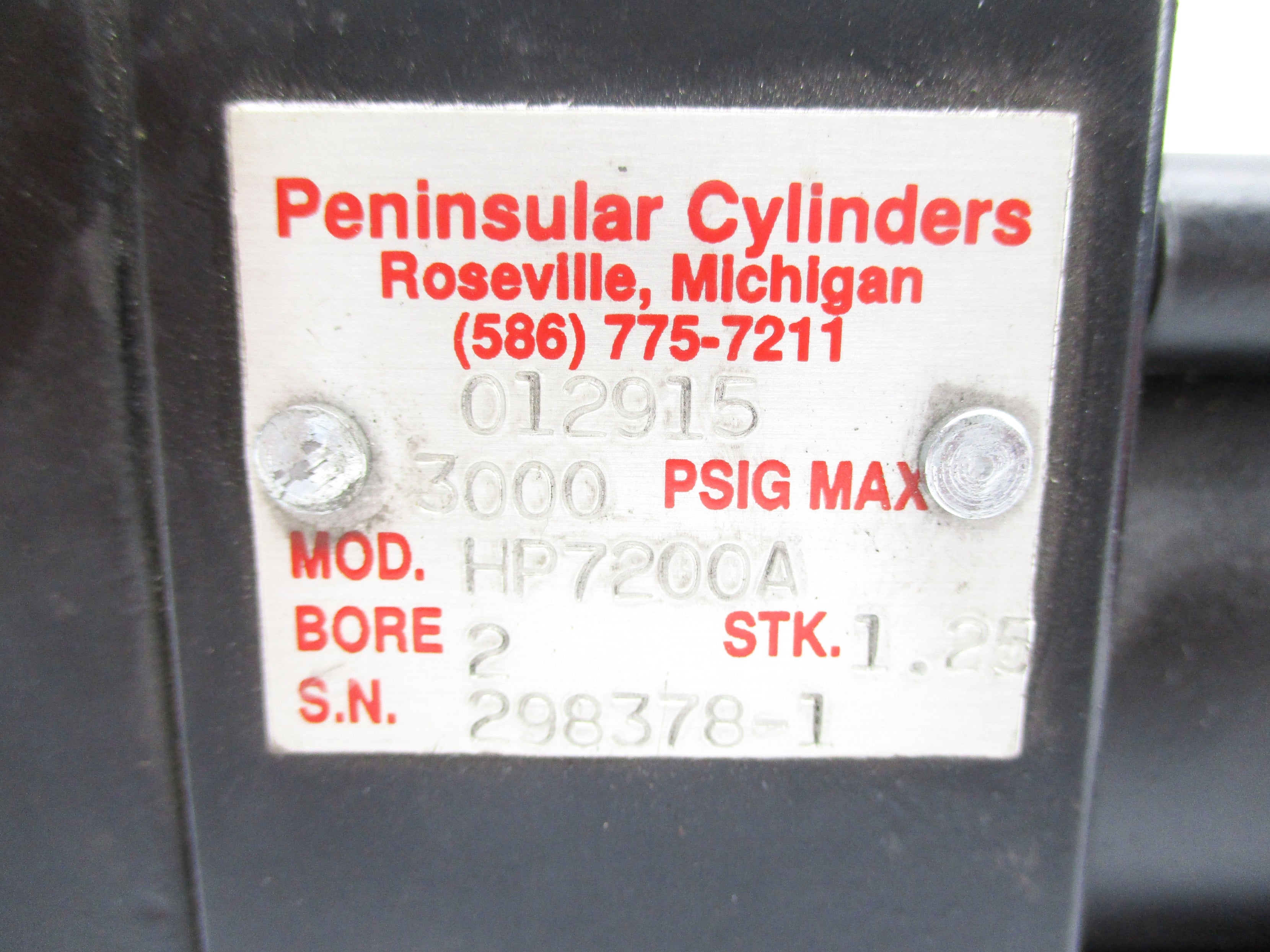 PENINSULAR CYLINDERS HP7200A 3000PSIG (AS PICTURED) NSNP