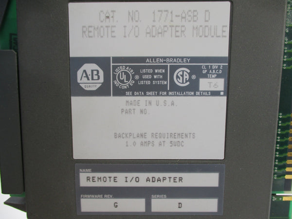ALLEN BRADLEY 1771-ASB SER. D F/W G UNMP