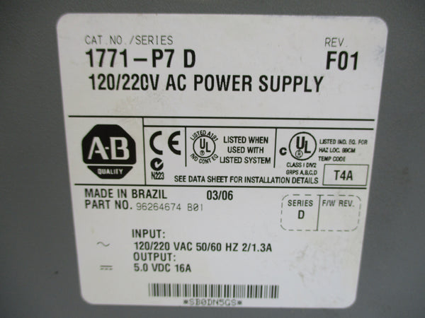 ALLEN BRADLEY 1771-P7 SER. D UNMP