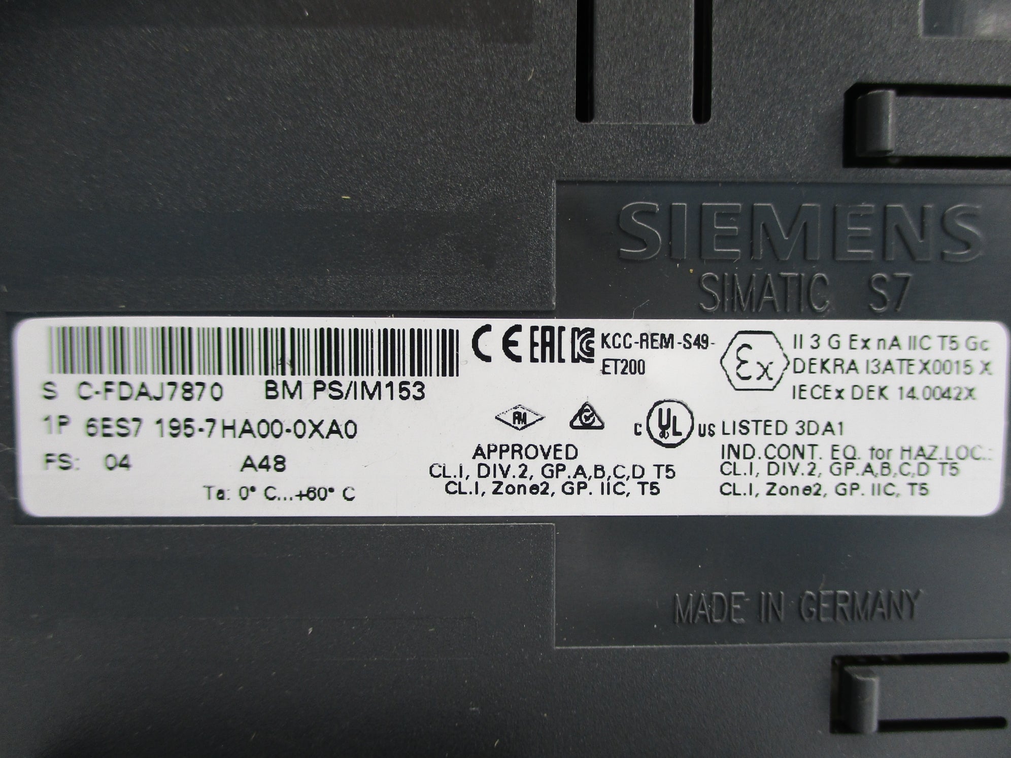 SIEMENS 6ES7195-7HA00-0XA0 NUPI