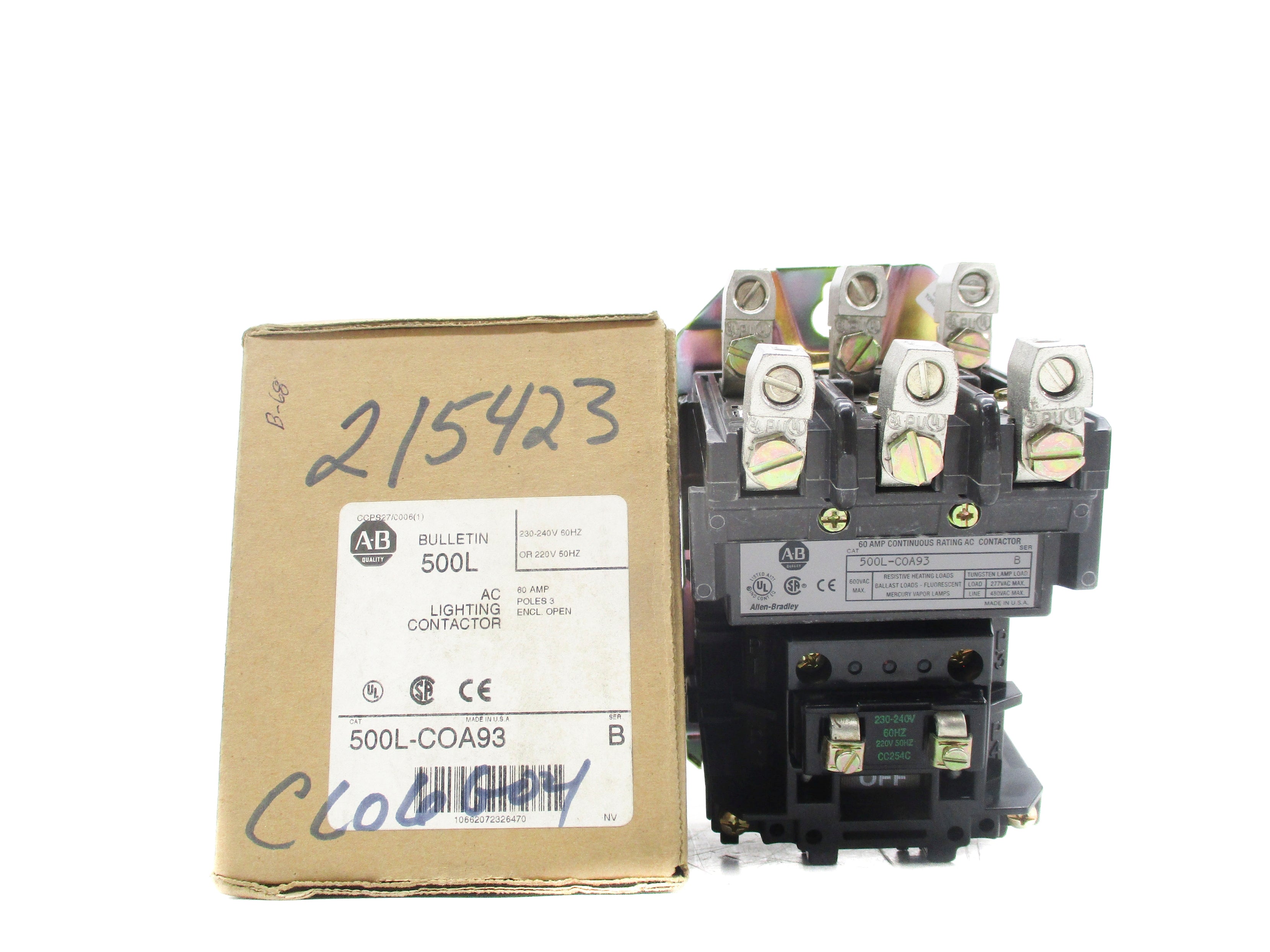 INDUSTRIAL SPARE PART 500L-COA93 SER. B 240V (BR/WH) NSMP
