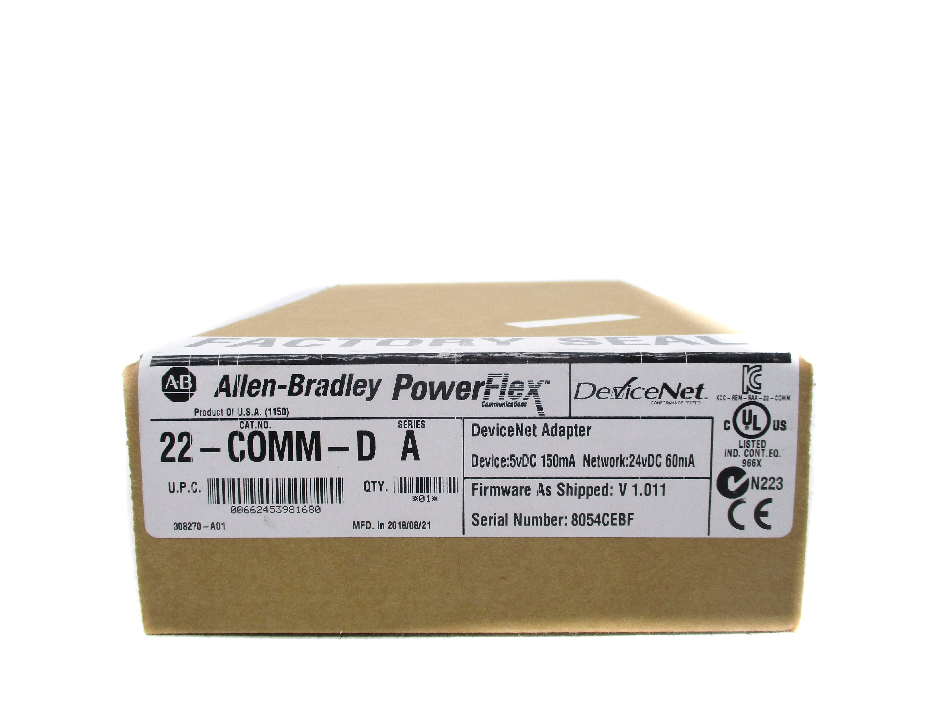 ALLEN BRADLEY 22-COMM-D SER. A F/W 1.011 DATE: 2018 NSFS