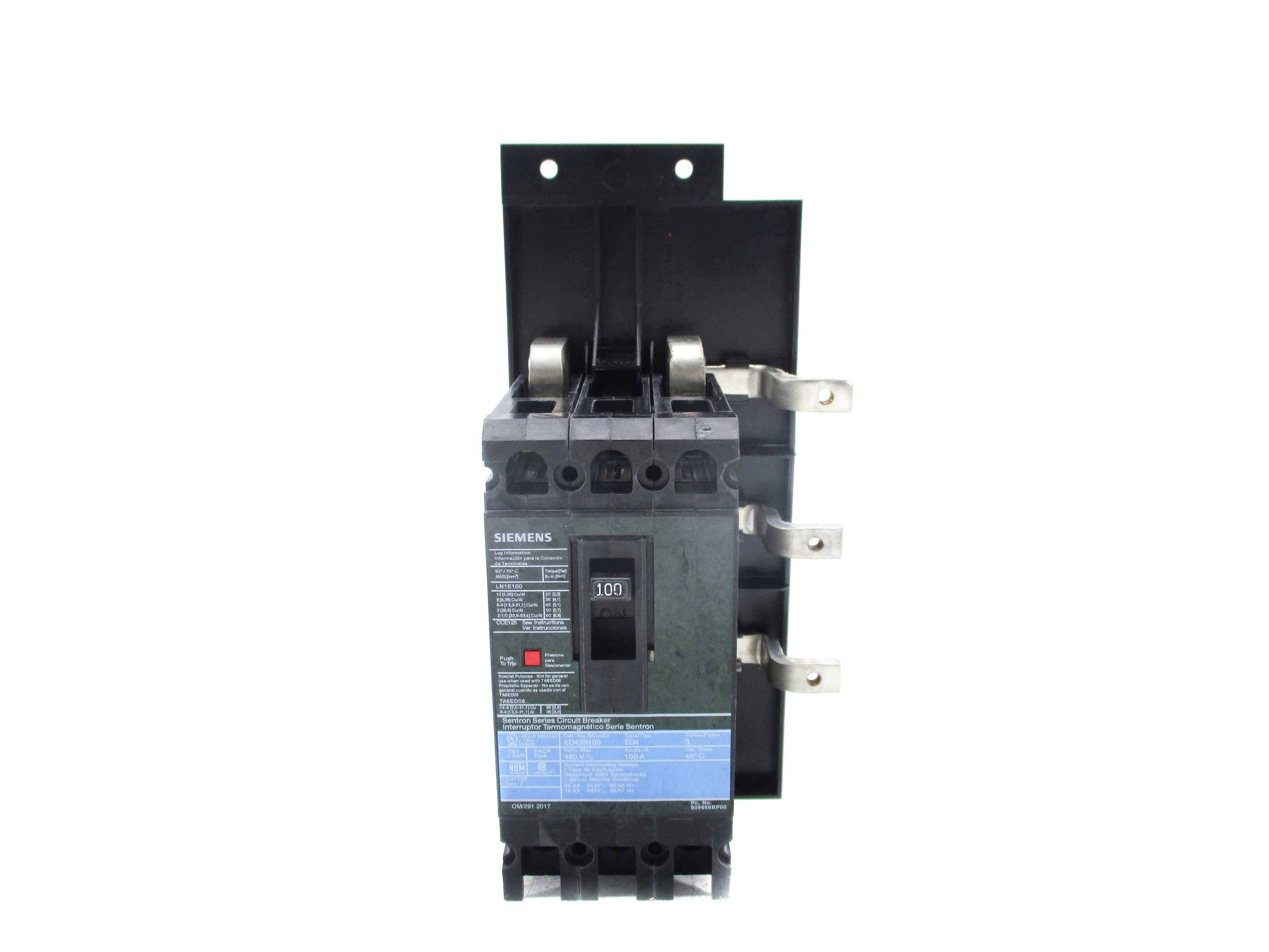 SIEMENS ED43B100 480V 100A UNMP
