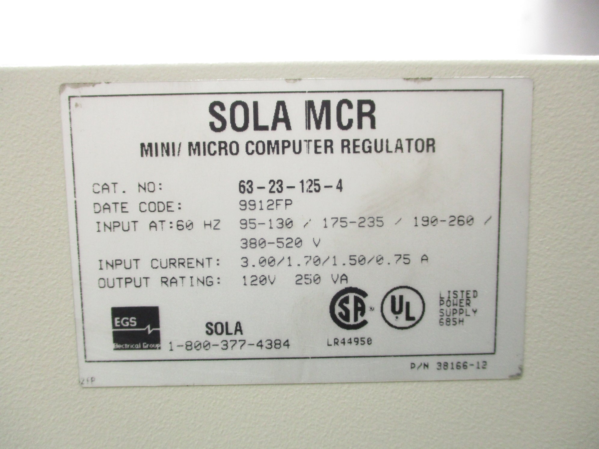SOLA 63-23-125-4 520V 0.75A NSNP