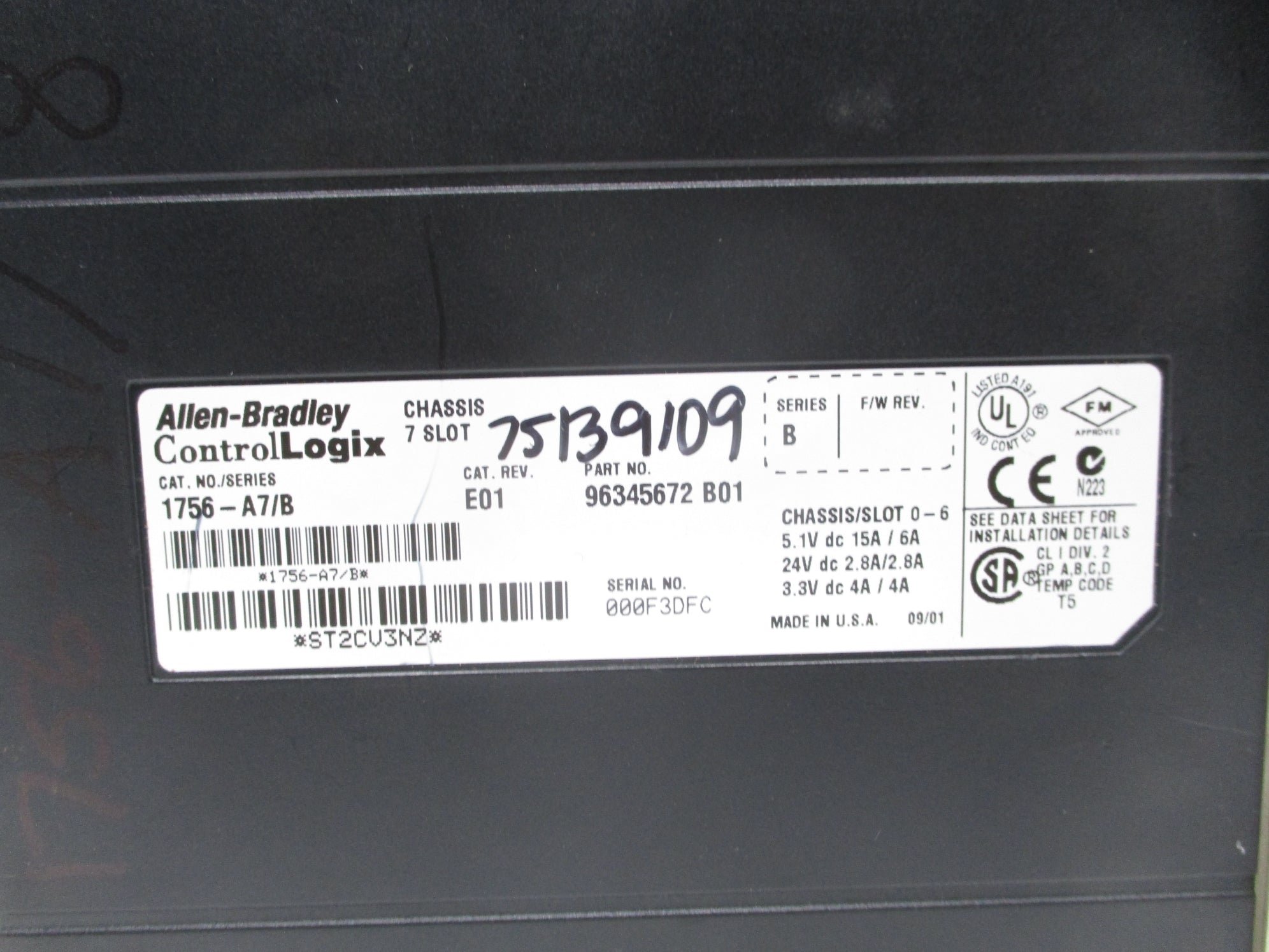 ALLEN BRADLEY 1756-A7 SER. B 24VDC 15A UNMP