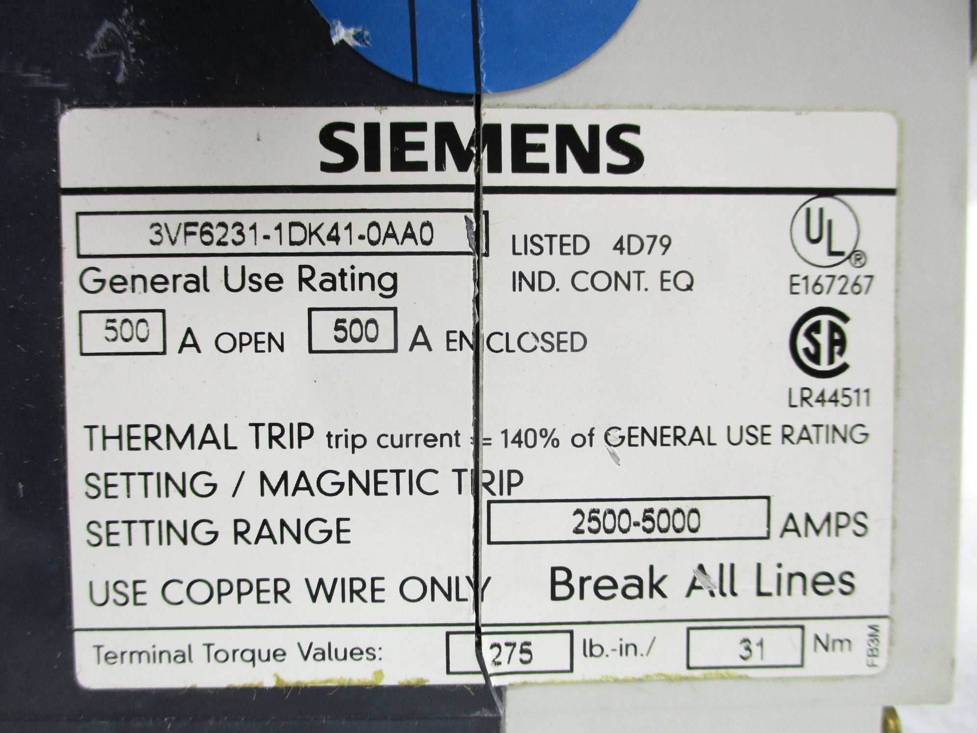 SIEMENS 3VF6231-1DK41-0AA0 UNMP