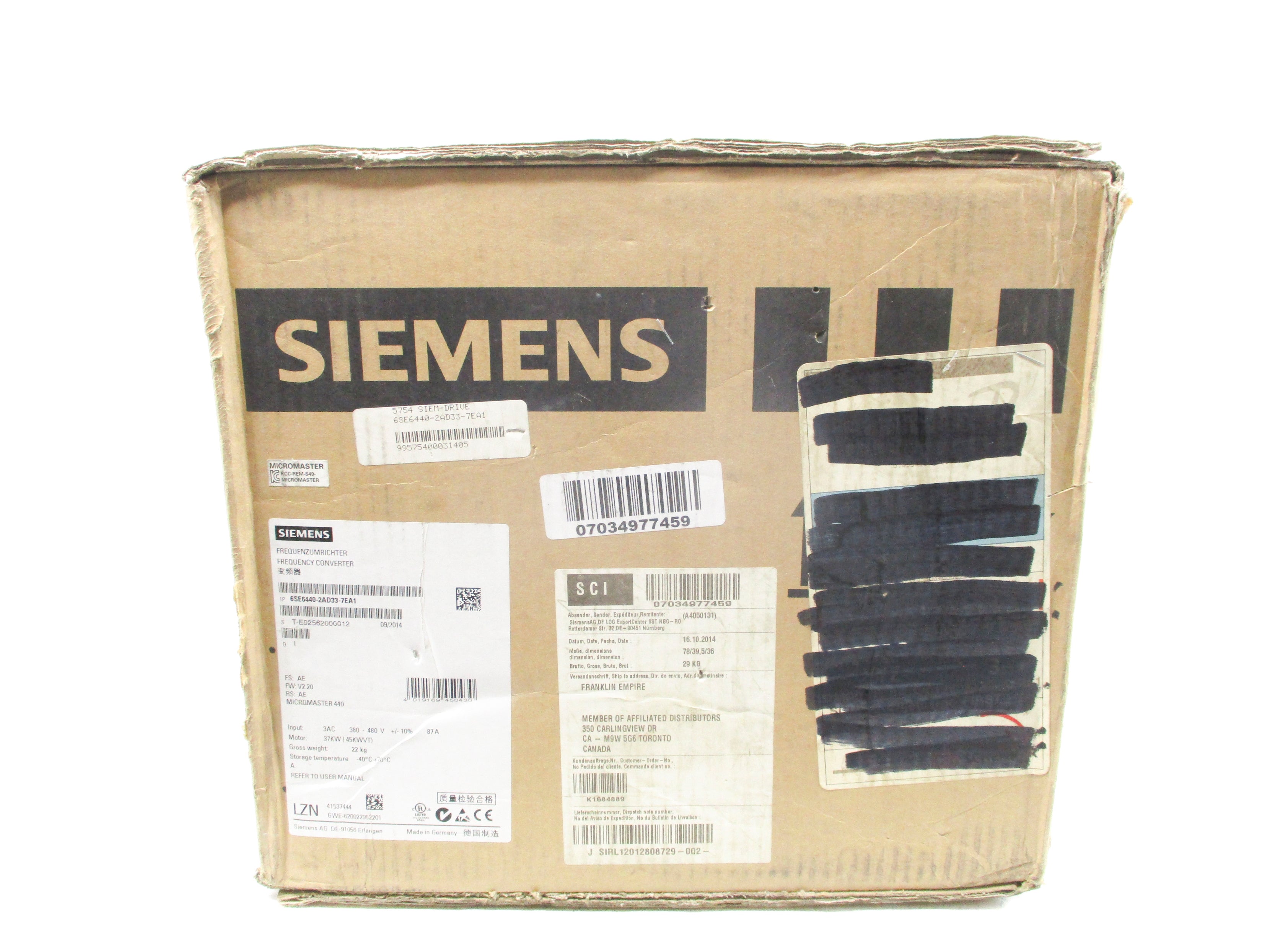 SIEMENS 6SE6440-2AD33-7EA1 F/W V2.20 NSFS