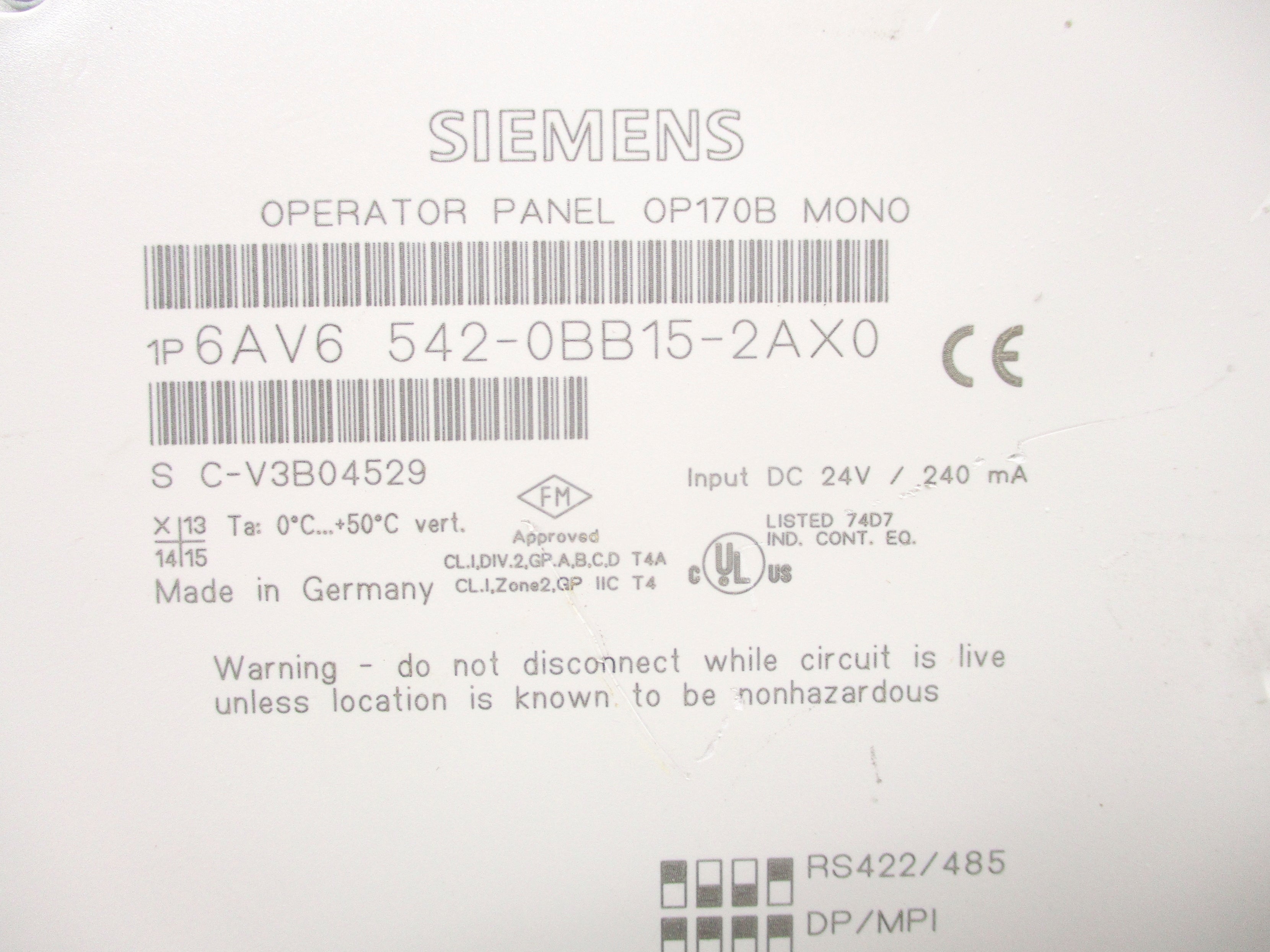 SIEMENS 6AV6542-0BB15-2AX0 UNMP