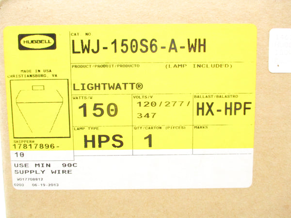 HUBBELL LWJ-150S6-A-WH NSFS