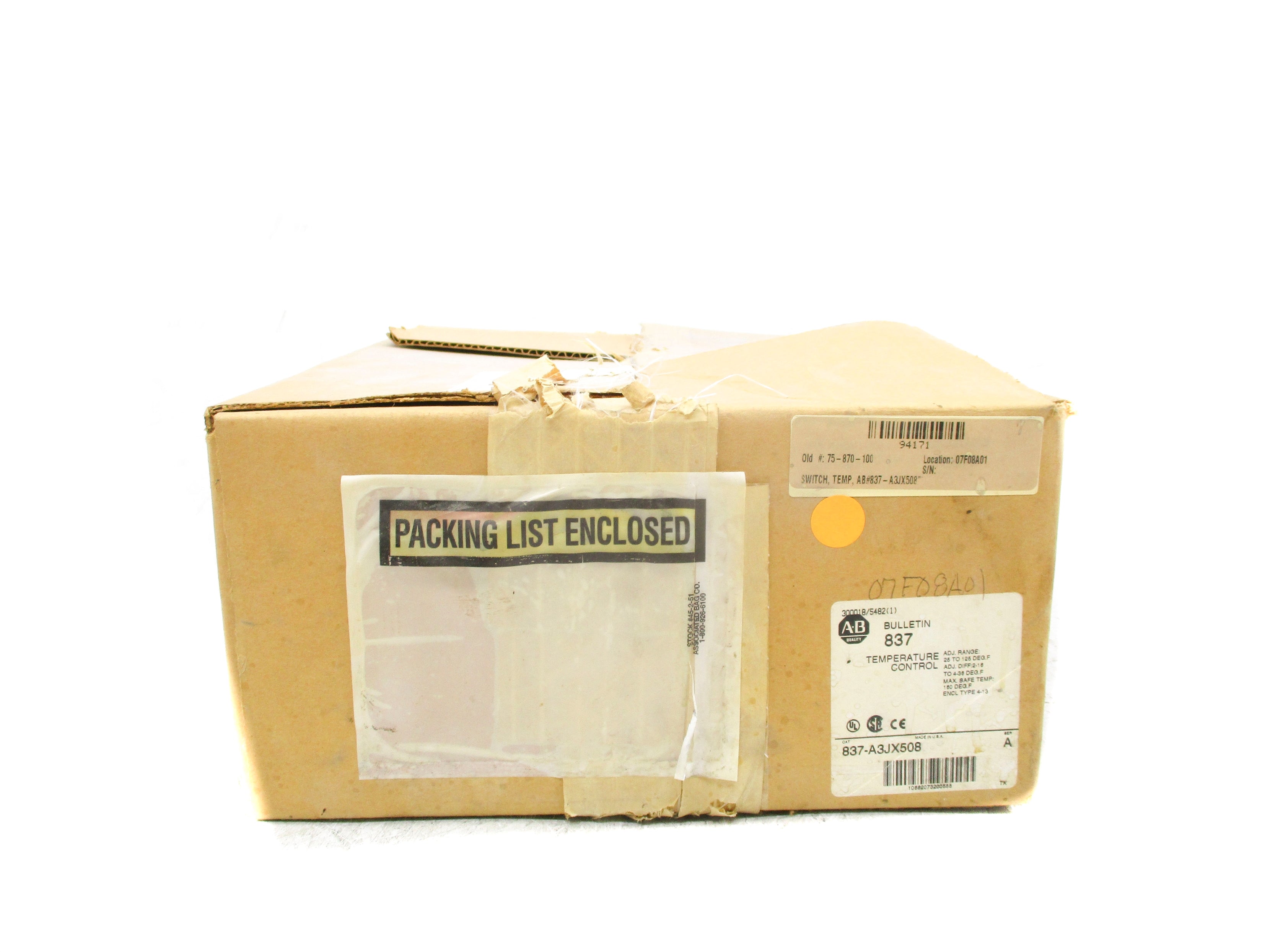 INDUSTRIAL SPARE PART 837-A3JX508 SER. A (BR/WH) NSMP