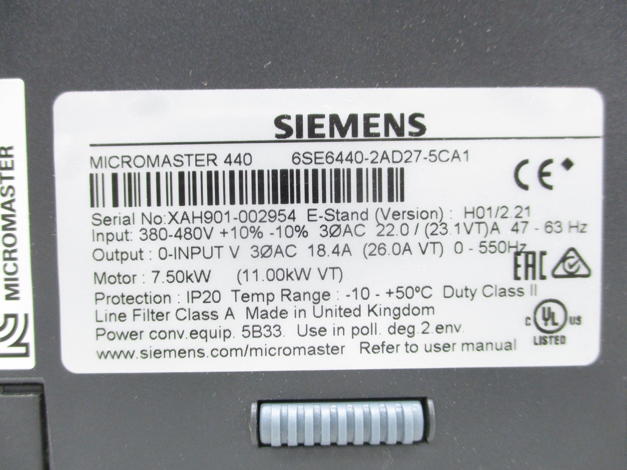 SIEMENS 6SE6440-2AD27-5CA1 NSNP