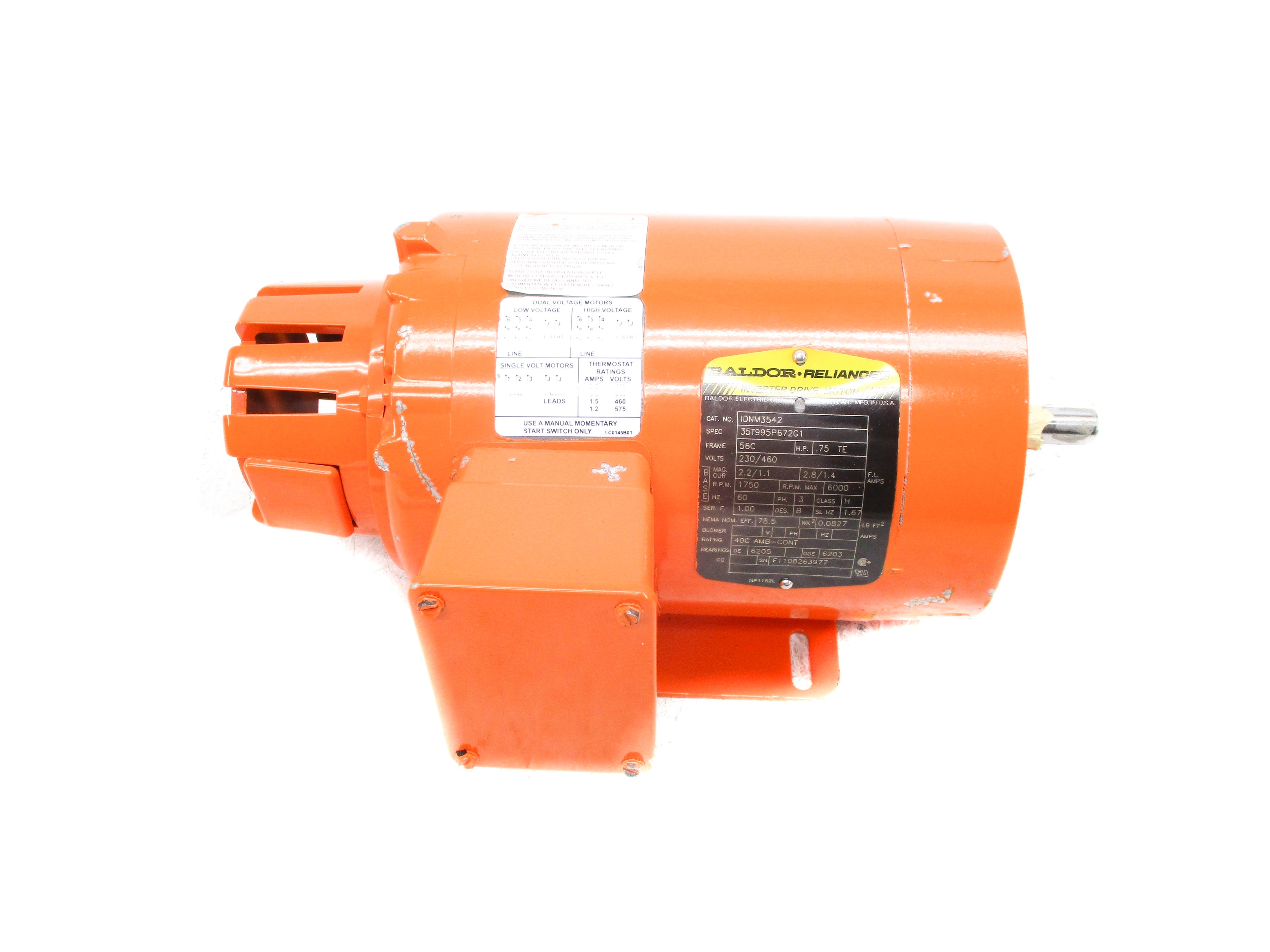 BALDOR IDNM3542 35T995P672G1 230/460V 2.8/1.4A NSNP