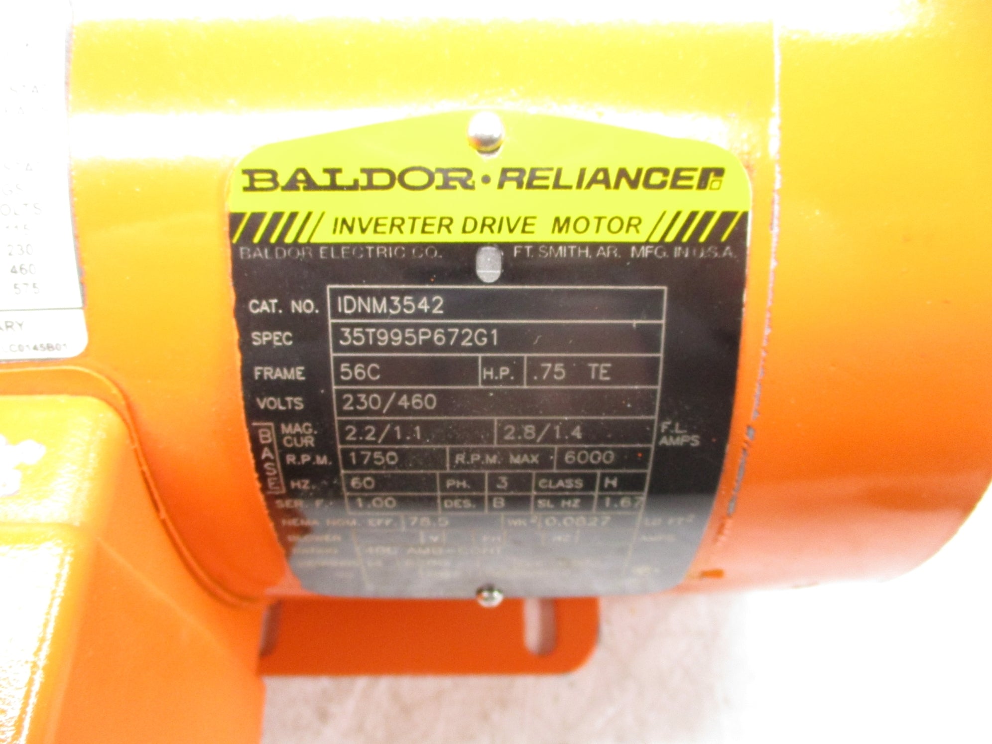 BALDOR IDNM3542 35T995P672G1 230/460V 2.8/1.4A NSNP