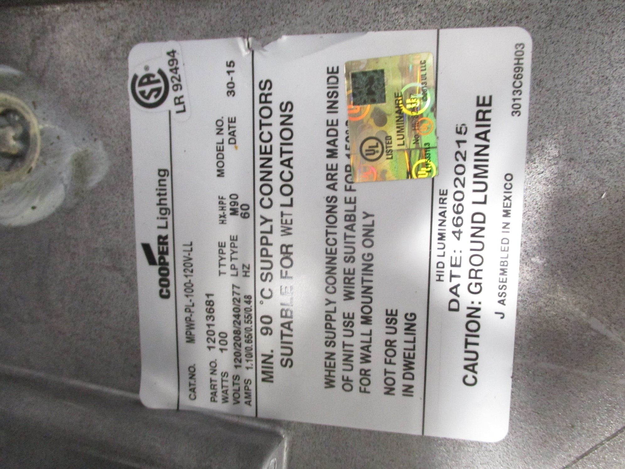 COOPER LIGHTING MPWP-PL-100-120V-LL (AS PICTURED) NSNP