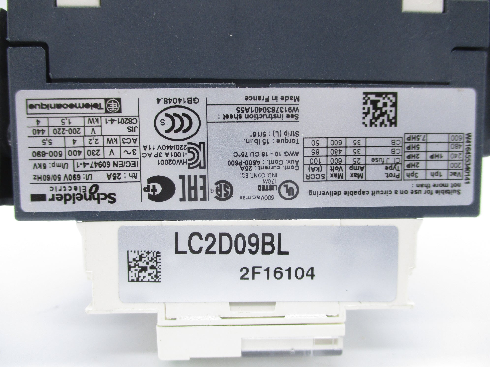 SCHNEIDER ELECTRIC LC2D09BL (AS PICTURED) UNMP