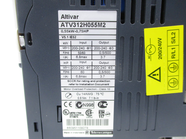 SCHNEIDER ELECTRIC ATV312H055M2 220-240V UNMP