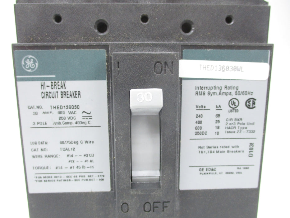 GENERAL ELECTRIC THED136030 30A 600VAC (GREEN) NSNP