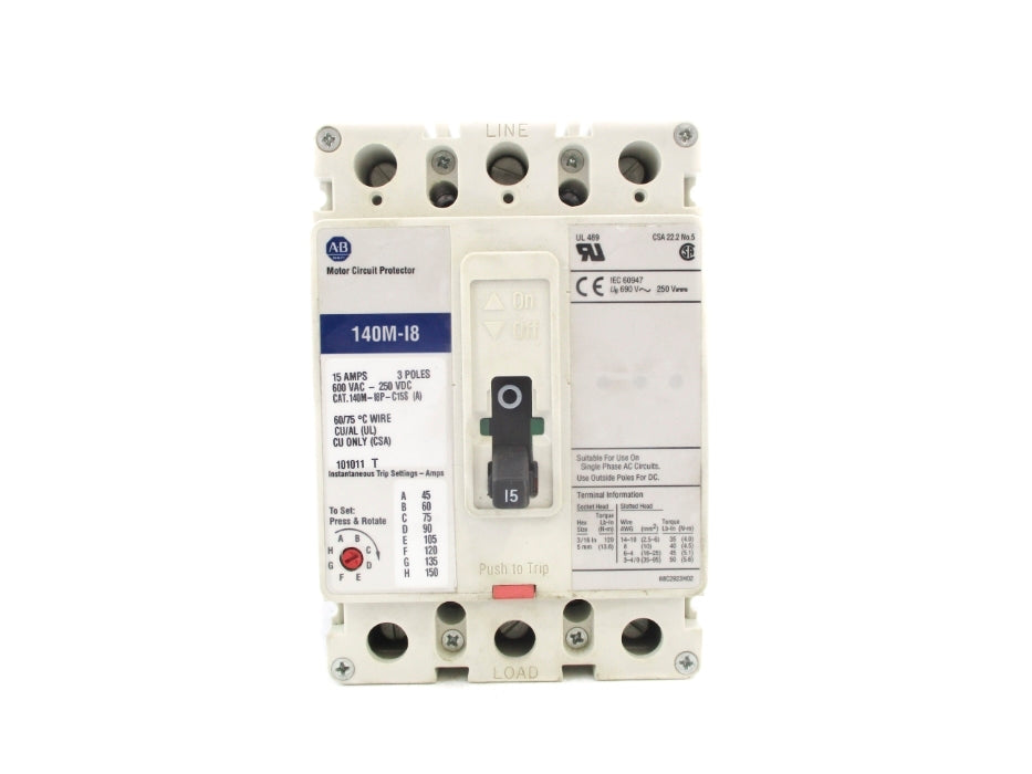 ALLEN BRADLEY 140M-I8P-C15S 15A 600VAC NSNP