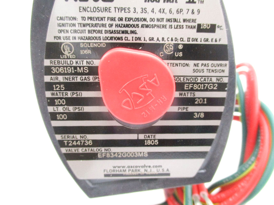 ASCO EF8342G003MS 120V 100-125PSI 3/8" NSMP