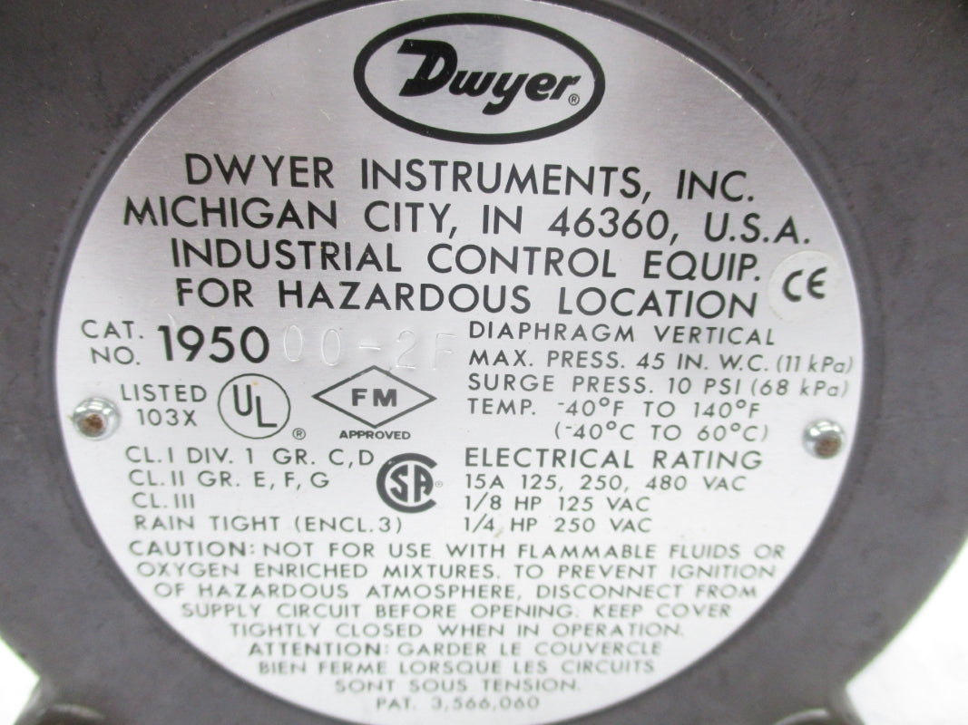 DWYER 195000-2F 480VAC 15A 10PSI NSNP