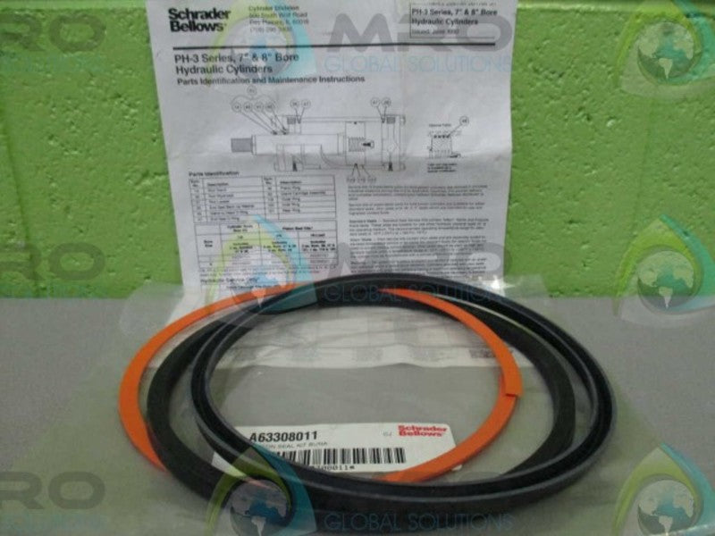 SCHRADER BELLOWS A63308011  8" BUNA PISTON SEAL KIT  NSNP IN BAG