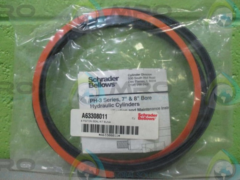 SCHRADER BELLOWS A63308011  8" BUNA PISTON SEAL KIT  NSNP IN BAG