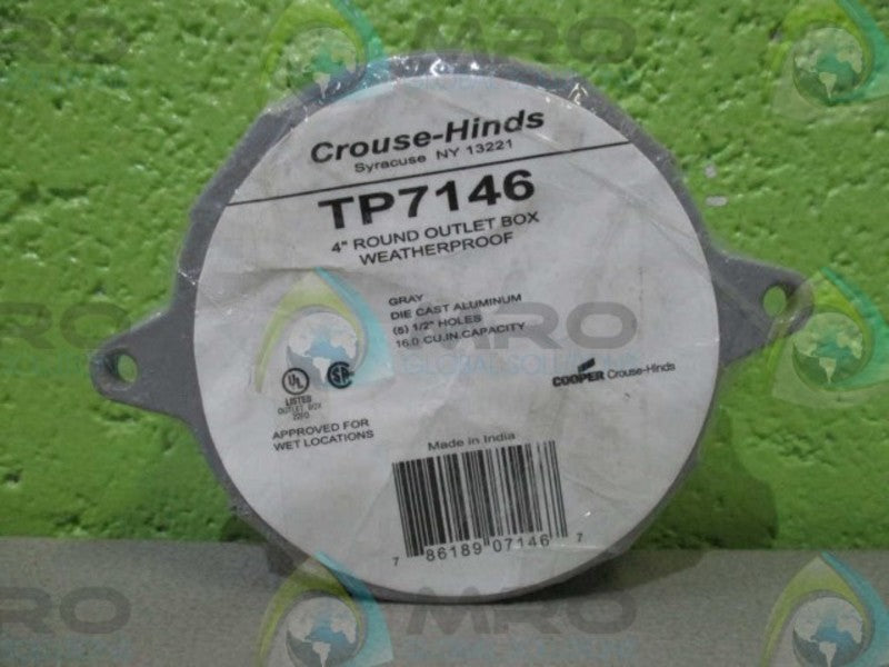 CROUSE-HINDS TP7146  4" ROUND OUTLET BOX WEATHER PROOF NSNP IN PACKAGE