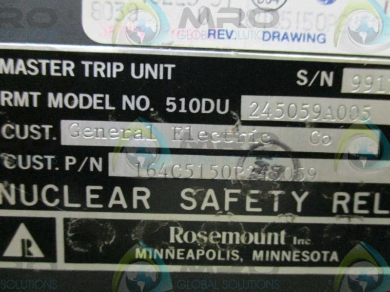 ROSEMOUNT INCORPORATED 510DU-245059A005 MASTER TRIP UNIT UNMP