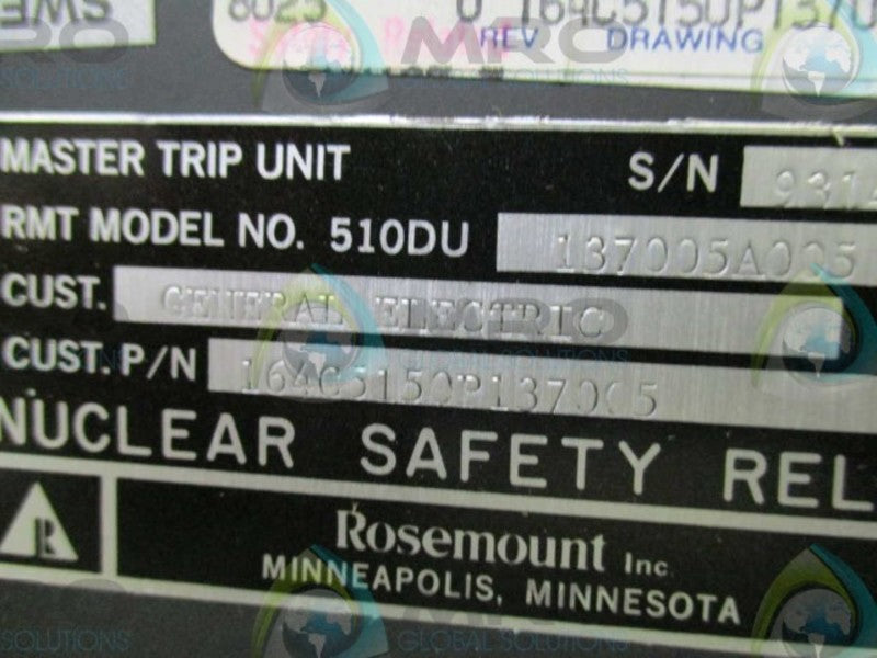ROSEMOUNT INCORPORATED 510DU-137005A005 MASTER TRIP UNIT  UNMP