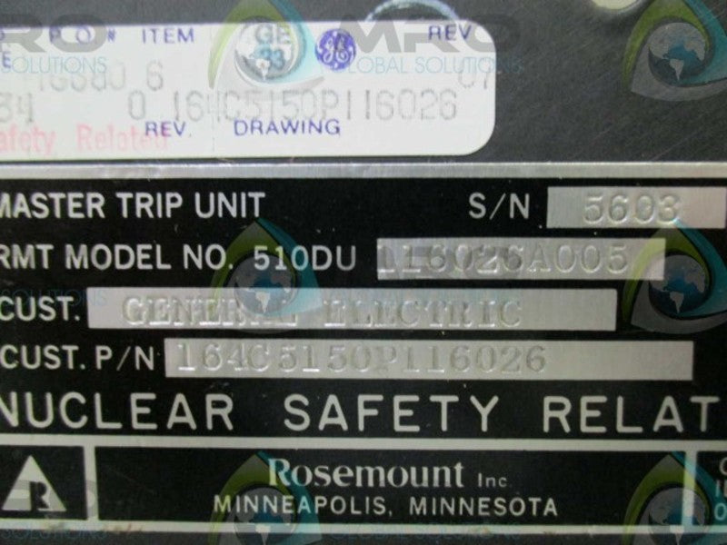 ROSEMOUNT INCORPORATED 510DU-116026A005 MASTER TRIP UNIT  UNMP