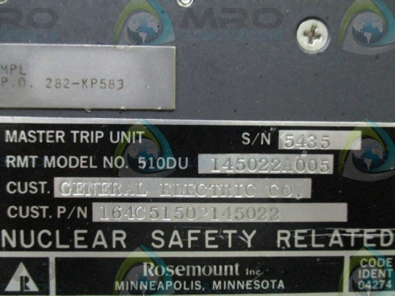 ROSEMOUNT INCORPORATED 510DU-145022A005 MASTER TRIP UNIT UNMP