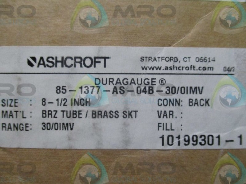 ASHCROFT 851377AS04B-30/01MV 30-0IMV NSMP