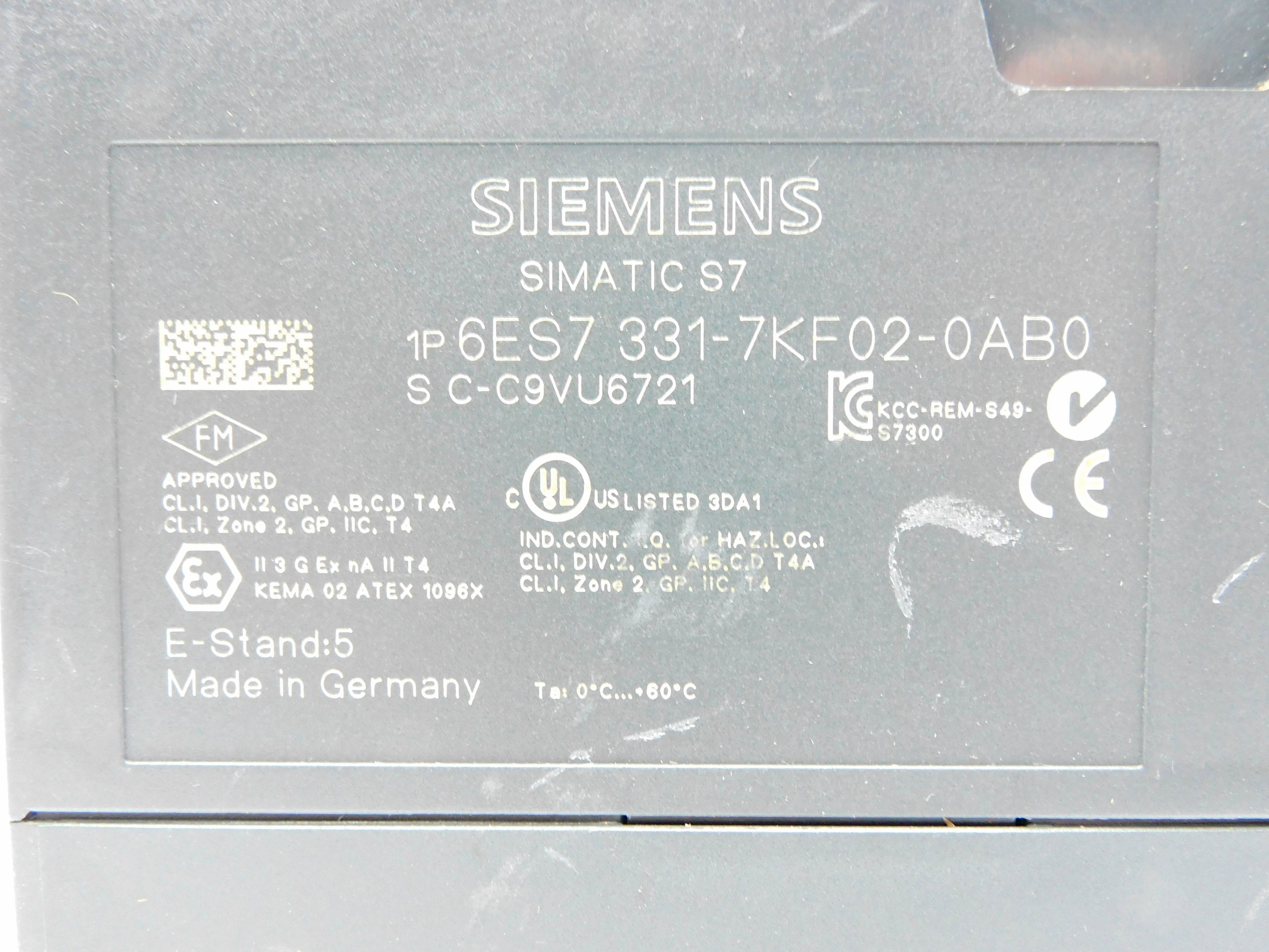 SIEMENS 6ES7331-7KF02-0AB0 (AS PICTURED) UNMP