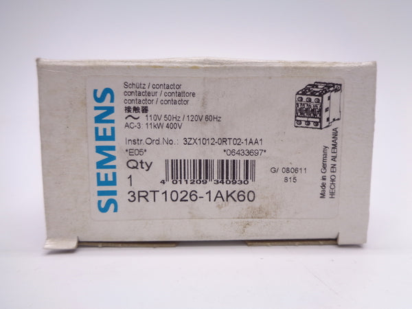 SIEMENS 3RT1026-1AK60 110/120V 40A NSMP