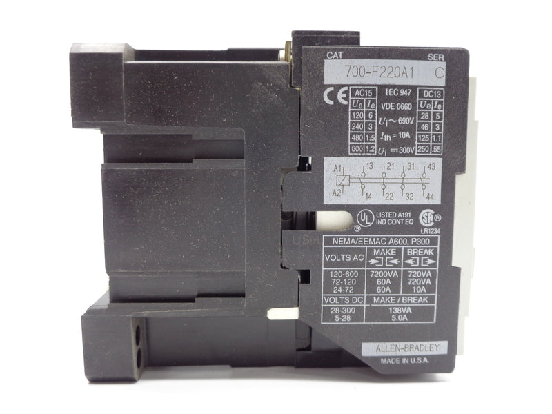 ALLEN BRADLEY 700-F220A1 SER. C 110/120V 10A NSNP