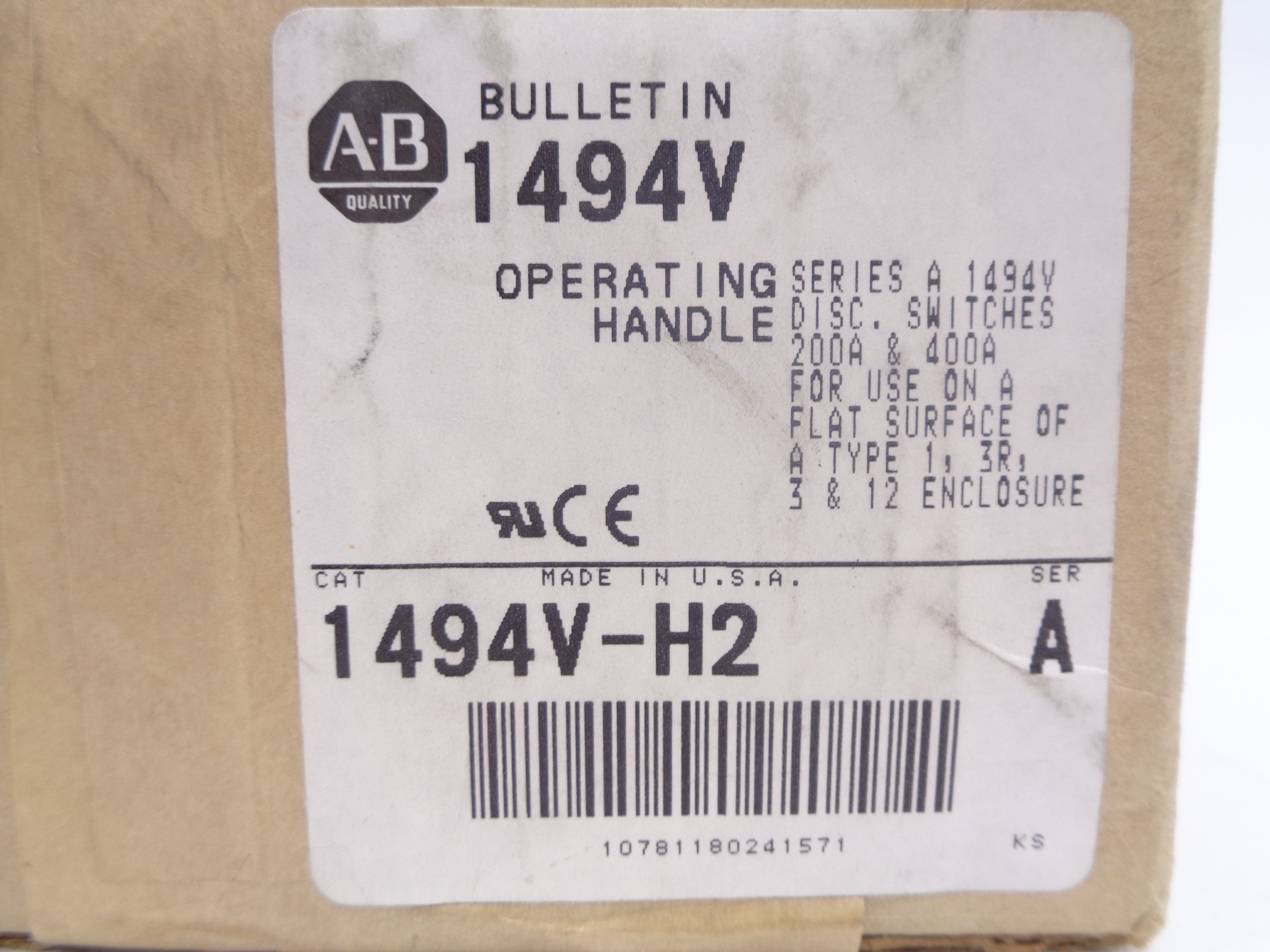 ALLEN BRADLEY 1494V-H2 SER. A (BR/WH) NSFS