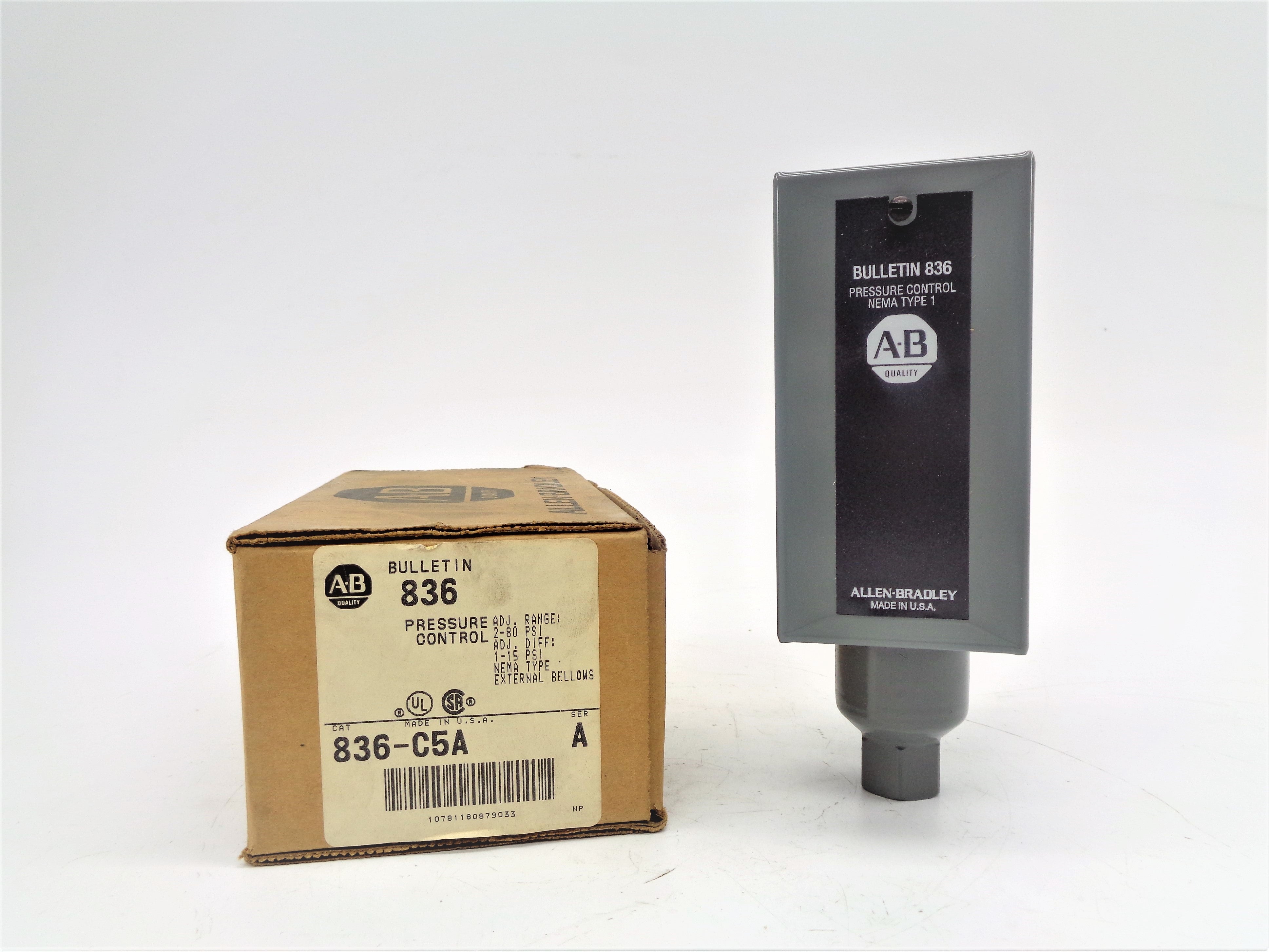 ALLEN BRADLEY 836-C5A SER. A 24-600VAC 2-80PSI (BR/WH) NSMP